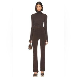 REVOLVE Norma Kamali Brown High-Waist Flare PANTS ONLY